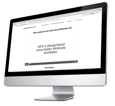 Website-Screenshot zum Thema KFZ-Anmeldung ohne festen Wohnsitz in Deutschland
