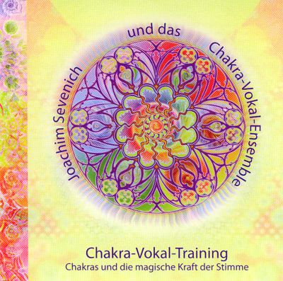 Einhandrute Kaivalya – Rute für Radiästhesie von Joachim Sevenich 6 Quadratische Mandala-Grafik in Regenbogenfarben mit Chakra-Vokal-Training Beschriftung