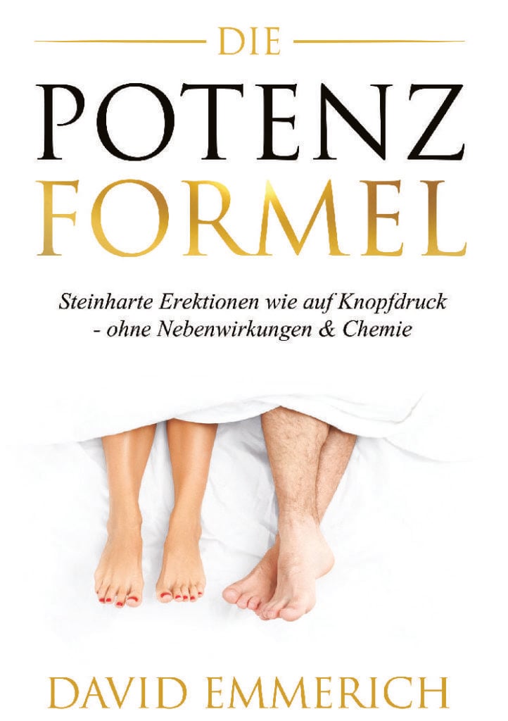 Buchcover Die Potenzformel mit Untertitel und Bild von Beinen auf weißem Bett