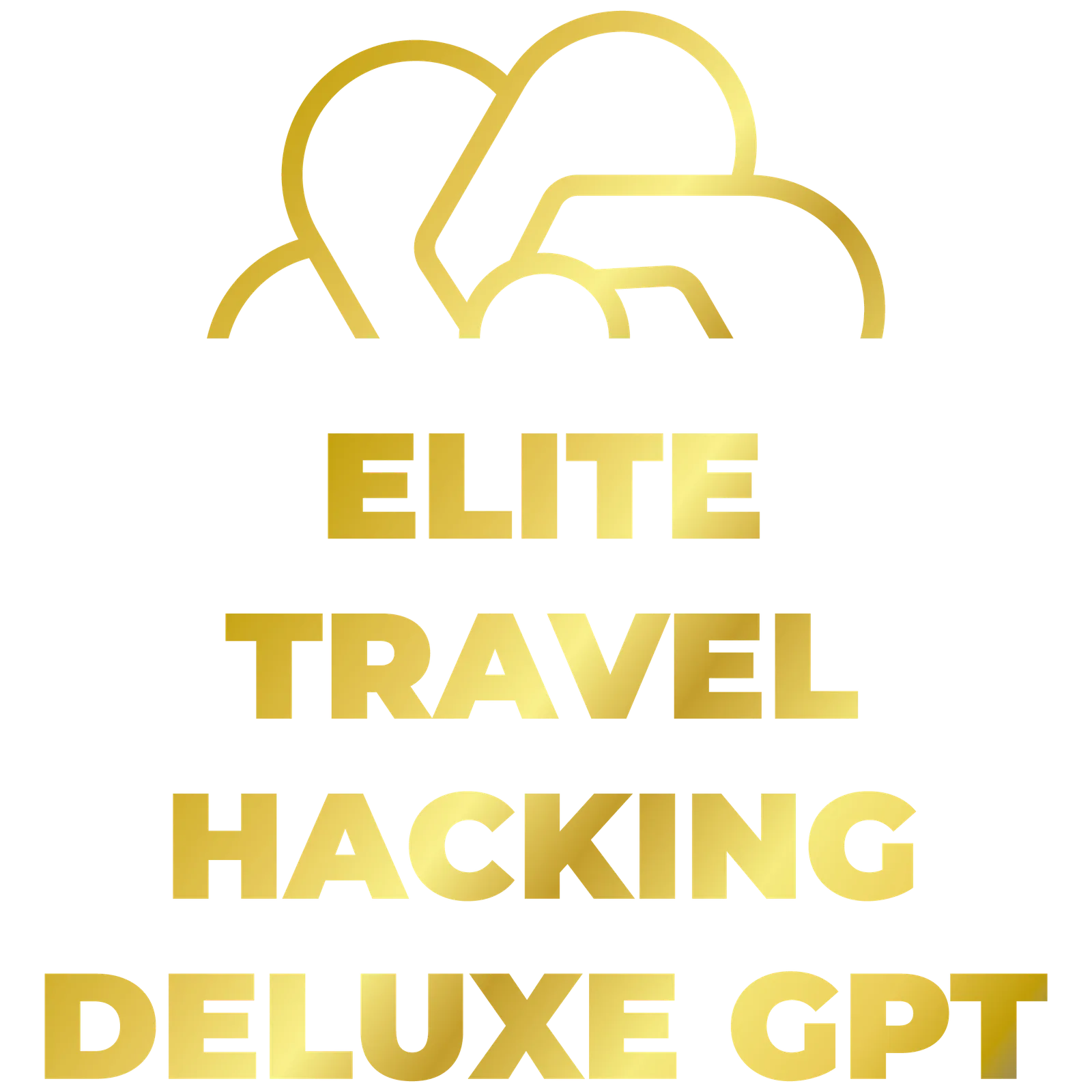 Elite Travelhacking Deluxe Bundle von Fabian Hilpert 15 Elite Travelhacking Deluxe GPT Logo mit stilisiertem Elefant-Symbol in Gold