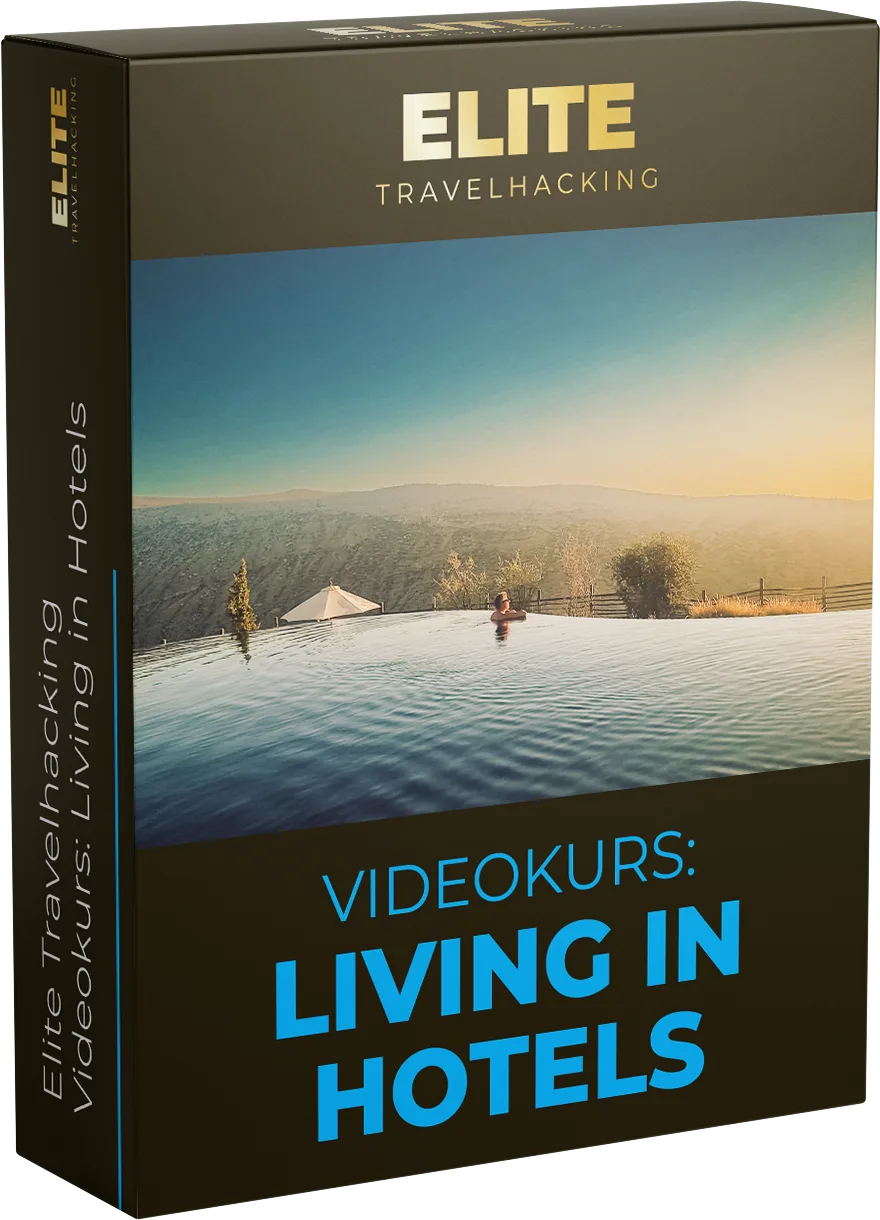 Videokurs-Box "Living in Hotels" mit Infinity-Pool und Berglandschaft