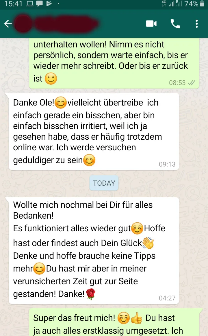 Kundenstimme zum Email-Coaching Paket Silber