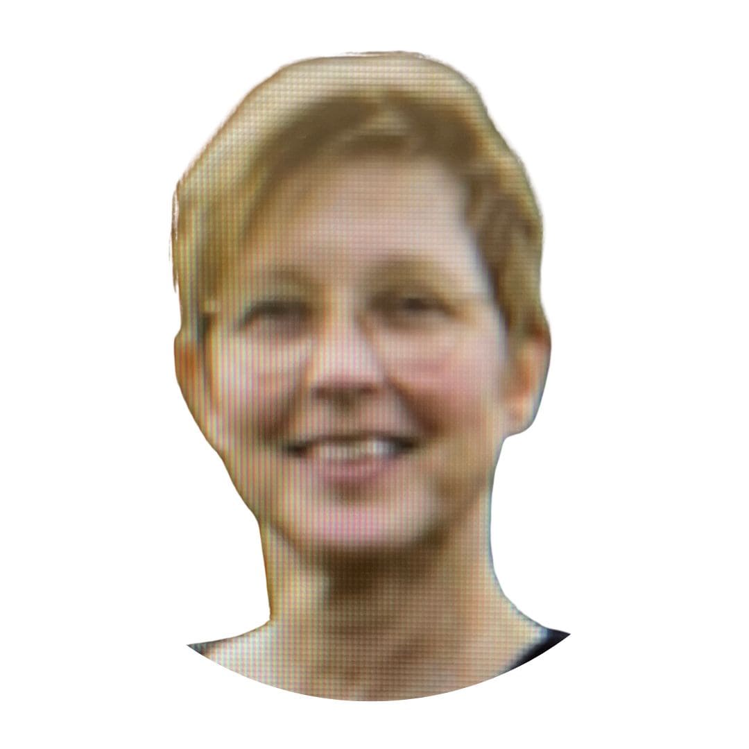 Endlich Migränefrei – Online-Coaching gegen Migräne von Anke Schneider 9 Abstraktes Porträt-Mesh einer Frau, pixeliert, weiß freigestellt