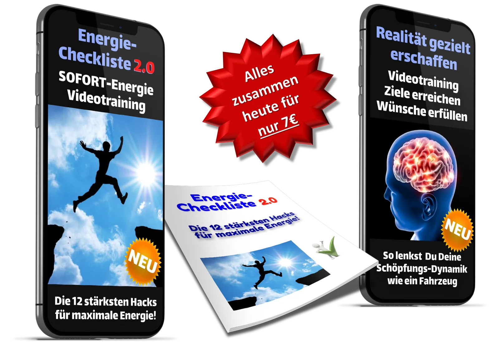 Energie-Checkliste 2.0 und Bonus Videotraining mit zwei Smartphones und Checklisten-PDF, alles zusammen für 7 Euro