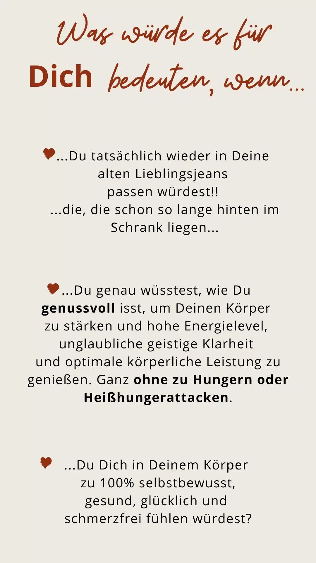 Motivationsgrafik mit Herzen und Text über Transformation und Gesundheit