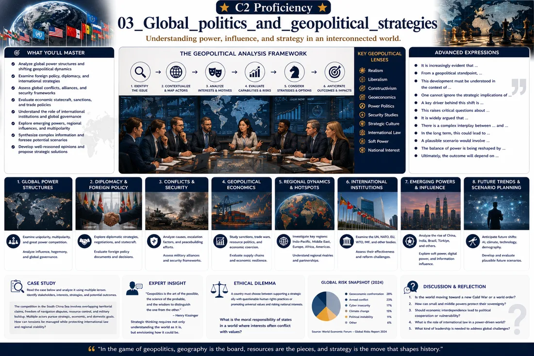 C2 Proficiency Unterrichtsmaterial zu globaler Politik und geopolitischen Strategien in einer vernetzten Welt