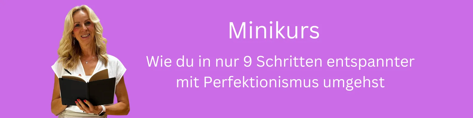 Hero-Banner mit Stella Cornelius-Koch und Minikurs-Titel zum Perfektionismus