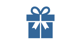 Erfolgreiche Immobilien Fotos – Objektbilder-Kurs von Alex Stadler 10 Bonus-Modul Icon mit blauem Geschenkbox-Symbol