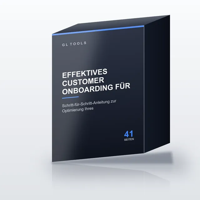 Produktbox Effektives Customer Onboarding mit dunkelblauem Design, blauem Akzentstreifen und 41 Seiten