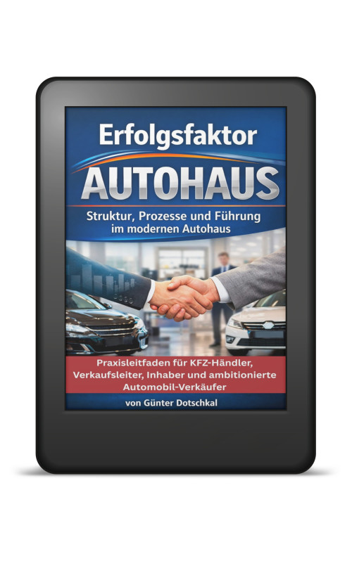 E-Book Erfolgsfaktor Autohaus als Tablet-Mockup mit grauem Rahmen