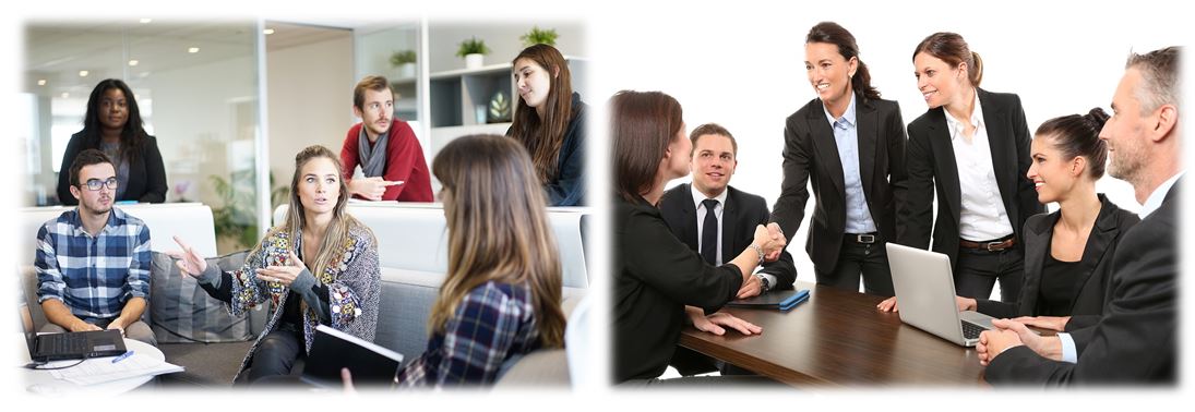 Geschäftsteams in Meetings und Zusammenarbeit in professionellem Umfeld