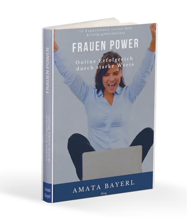 Frauenpower Buch Cover mit Frau und Laptop, Untertitel Online Erfolg durch starke Werte