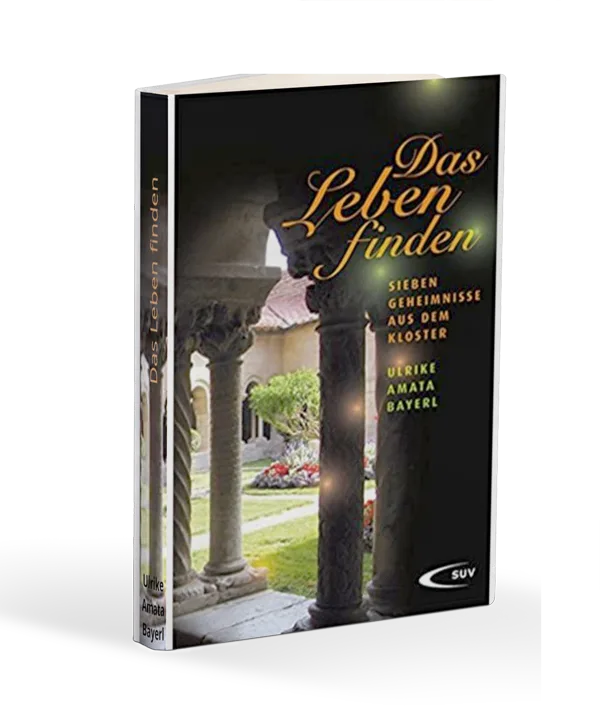 Das Leben finden Buch Cover mit Kloster Arkade und Ausblick ins Grüne