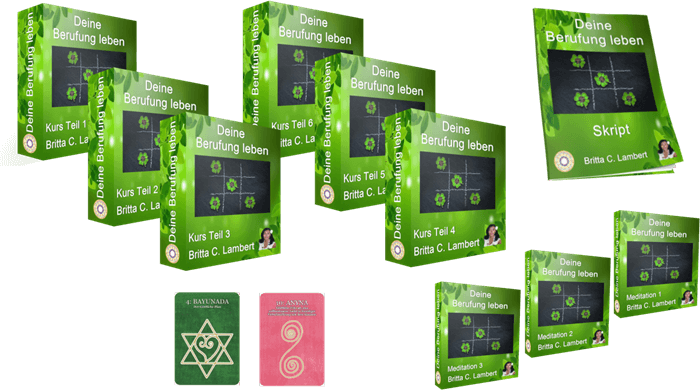 Erkenne und lebe Deine Berufung – Berufung & Lebenssinn-Videokurs 2 Produktabbildung Fernkurs Deine Berufung leben mit 6 Kursboxen und zwei Symbolkarten
