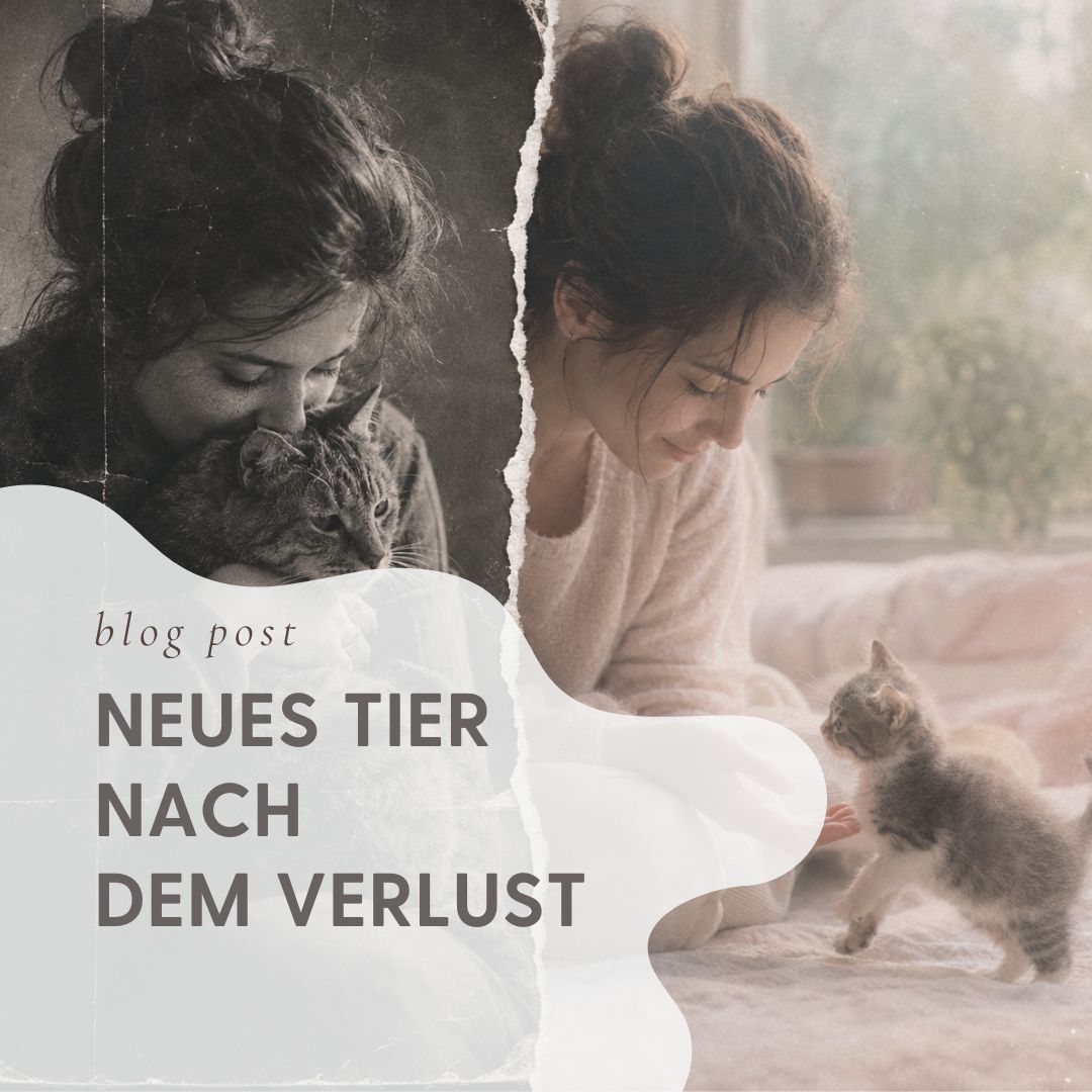 Geteiltes Bild: Schwarz-Weiß Frau mit Katze links, farbige Frau mit Katze rechts