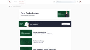 Screenshot der Kursplattform Excel Zauberkasten Übersichtsseite