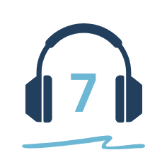 Kopfhörer-Symbol mit Nummer 7 für Fantasiereise Zeitmanagement