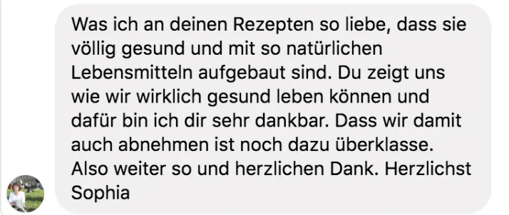 Kundenstimme von Sophia über Fatburner-Rezepte E-Book mit Profilbild