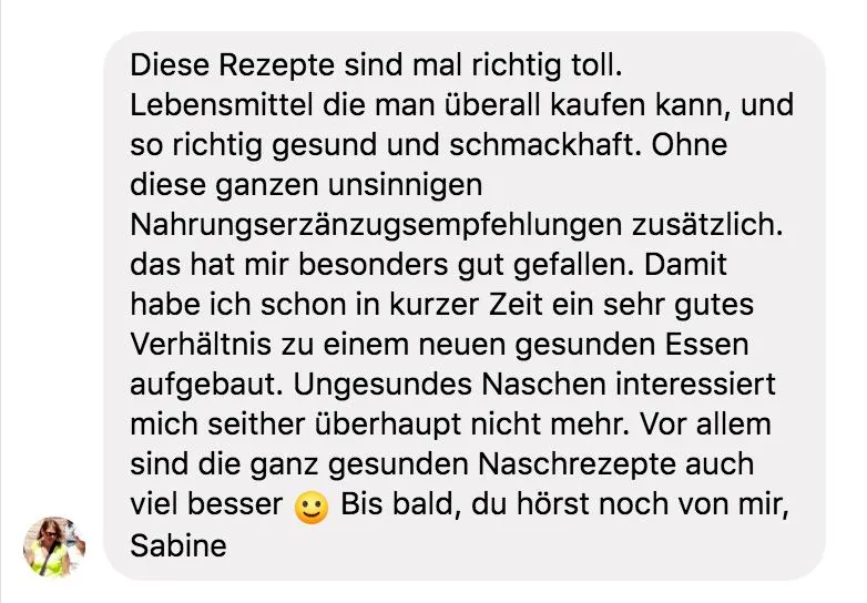 Kundenbewertung von Sabine über Fatburner-Rezepte und gesunde Ernährung