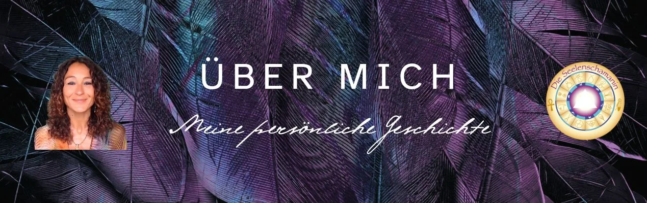 Banner mit Britta C. Lambert und Text Über mich mit esoterischem Sternenkreis-Logo auf dekorativem Hintergrund