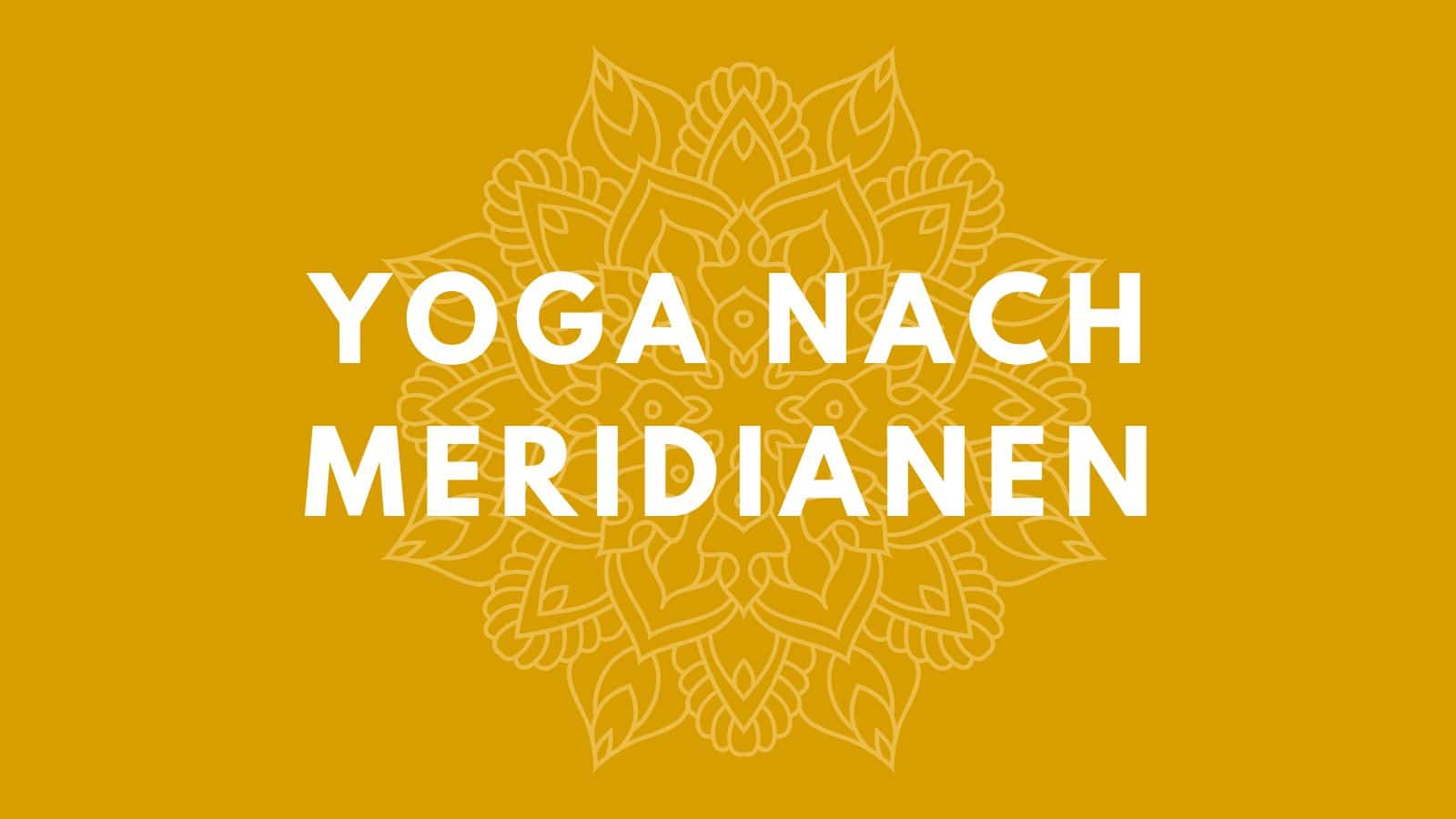 Gelber Hintergrund mit weißem Mandala und weißer Schrift