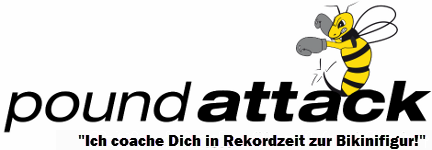 poundattack Logo mit Biene und Slogan