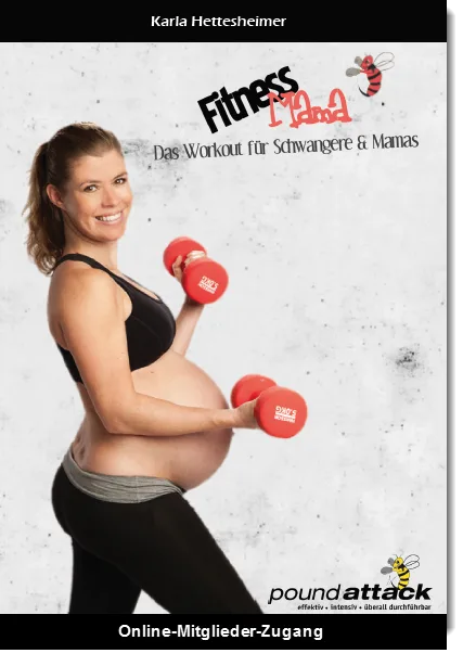 FitnessMama Cover mit Karla Hettesheimer schwanger mit Hanteln, Untertitel Das Workout für Schwangere & Mamas