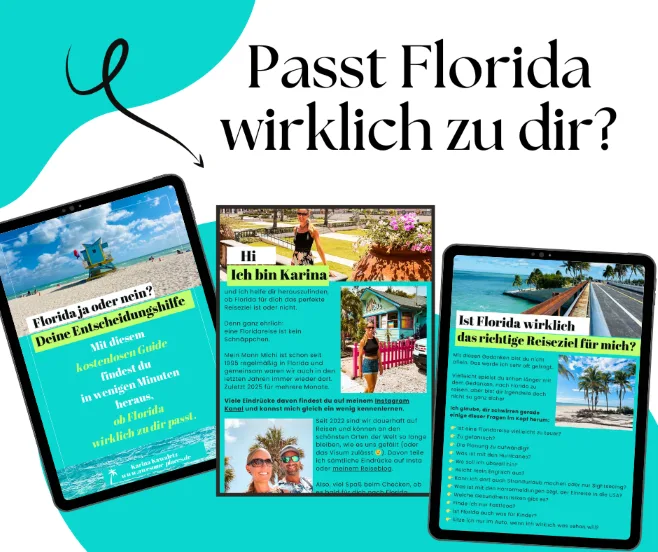 Florida Reiseführer Entscheidungshilfe - Mockup auf drei Geräten mit Auswahlhilfe-Inhalten