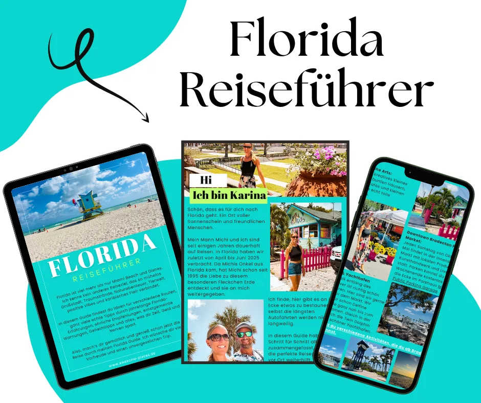 Florida Reiseführer CopeCart - Mockup mit Tablets und Smartphone zeigt E-Book auf Geräten