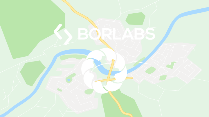 Google Maps Ausschnitt mit Borlabs Standort und Straßen in Grün