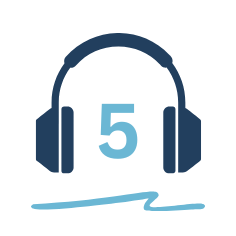 Kopfhörer-Symbol mit Nummer 5 für Fantasiereise berufliche Klarheit