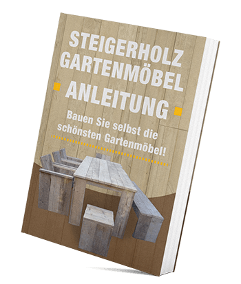 Anleitung-E-Book-Cover "Steigerholz Gartenmöbel Anleitung" mit Gartenmöbel-Fotografie