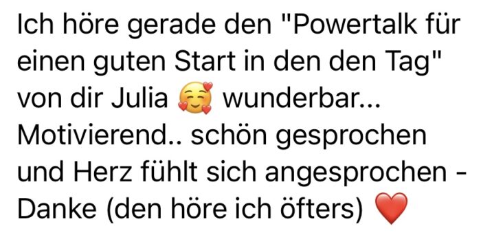 Positives Feedback zum Powertalk für guten Tagesstart von Julia Rost