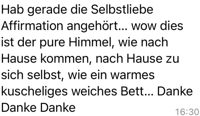 Kundenmeinung zur Selbstliebe-Affirmation von Julia Rost mit dankbarem Feedback