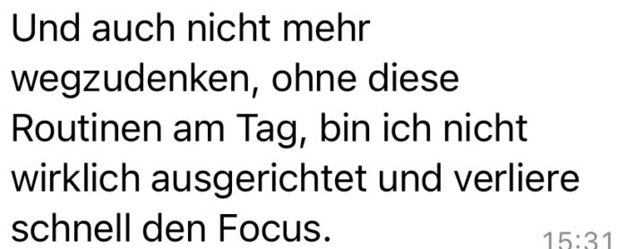 Kundenstimme über fehlende Orientierung ohne tägliche Meditations-Routinen