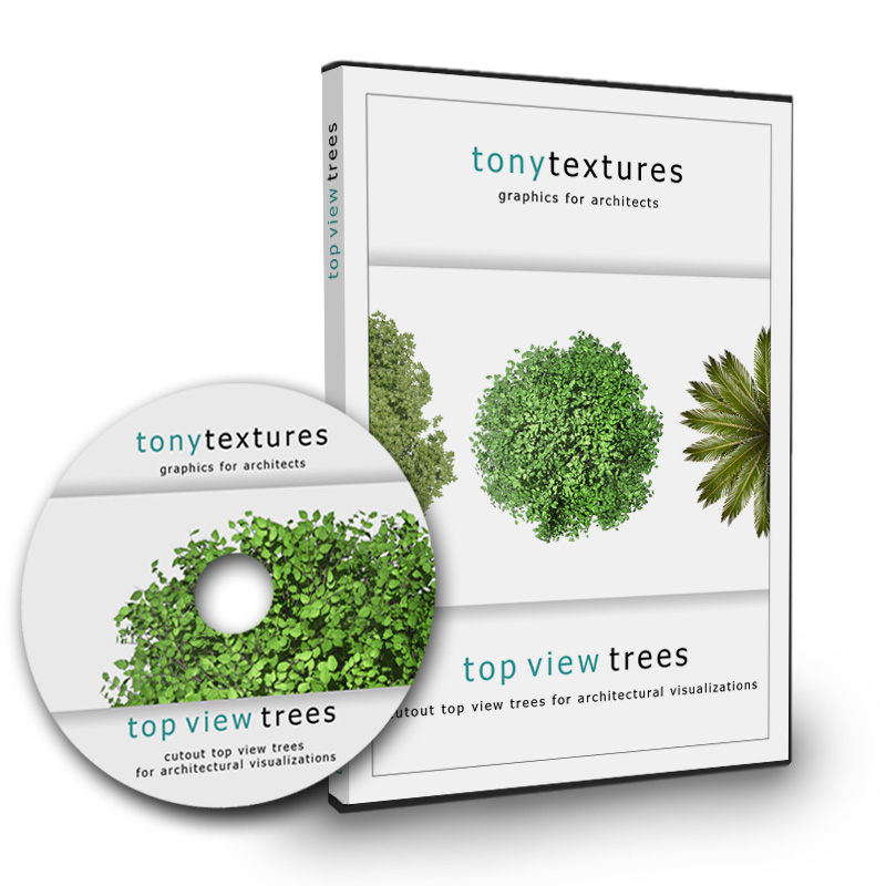 Tonytextures Top View Trees Produktbox mit DVD: Freigestellte Bäume von oben für Architekturvisualisierungen