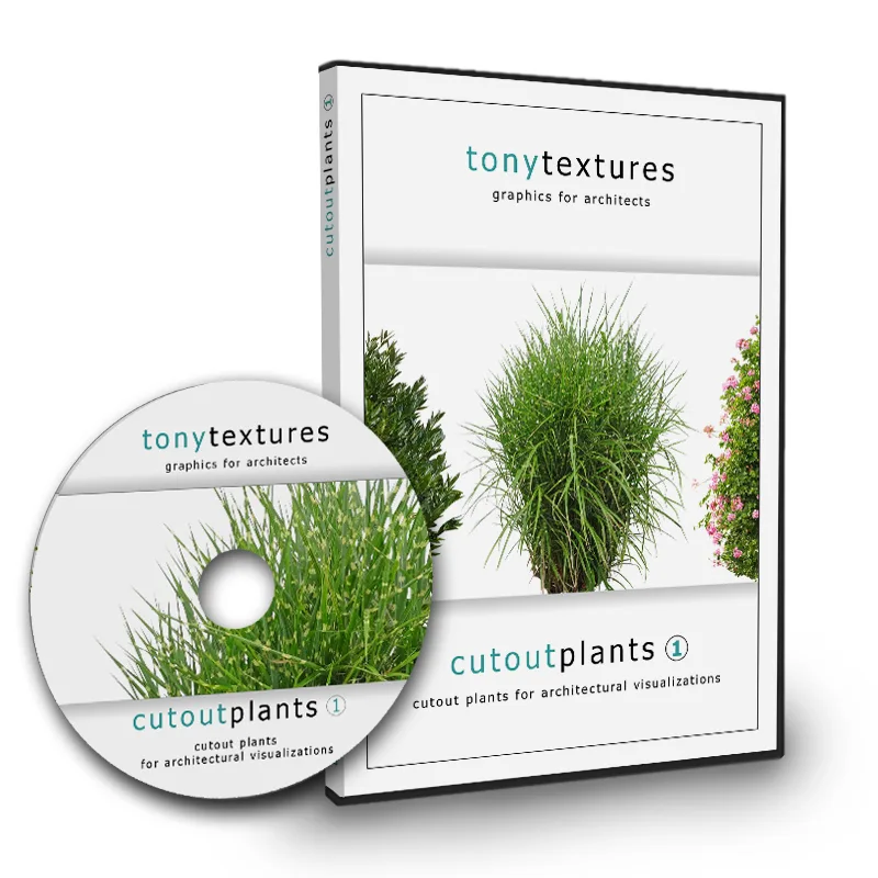 Cutout Plants Architecture Visualization – DVD-Box und CD mit Pflanzen-Renderings von Tonytextures