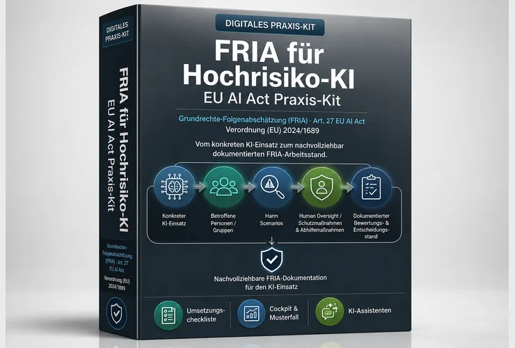 CopeCart Produktbox FRIA für Hochrisiko-KI EU AI Act Praxis-Kit mit Prozessablauf-Grafik