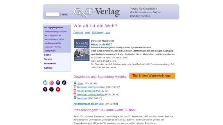 Friedrich Paneth – E-Book zur Radiochemie