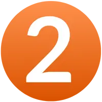 Nummer 2 weiß auf orangem Kreis mit Farbverlauf