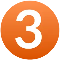 Nummer 3 weiß auf orangem Kreis mit Farbverlauf