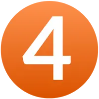 Nummer 4 weiß auf orangem Kreis mit Farbverlauf