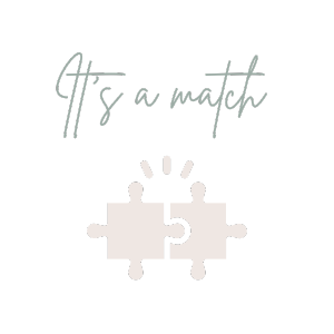 Zwei Puzzle-Teile mit Text "It's a match"