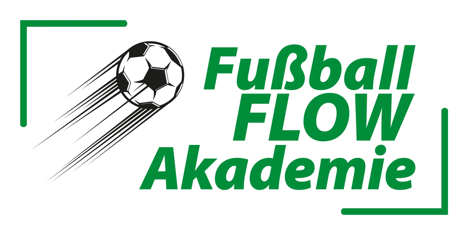 Fußball FLOW Akademie – Mentalcoaching für Kicker 1 Fußball FLOW Akademie Logo mit fliegendem Ball und grünem Rahmen