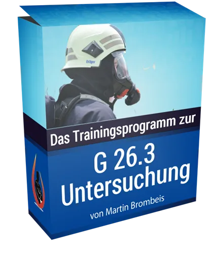 Produktbox G 26.3 Untersuchung Trainingsprogramm mit Feuerwehrmann in Schutzausrüstung