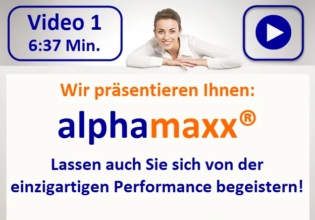 Videostandbild mit Frau und Textoverlay zur alphamaxx Sprachlernsoftware, 6:37 Min.