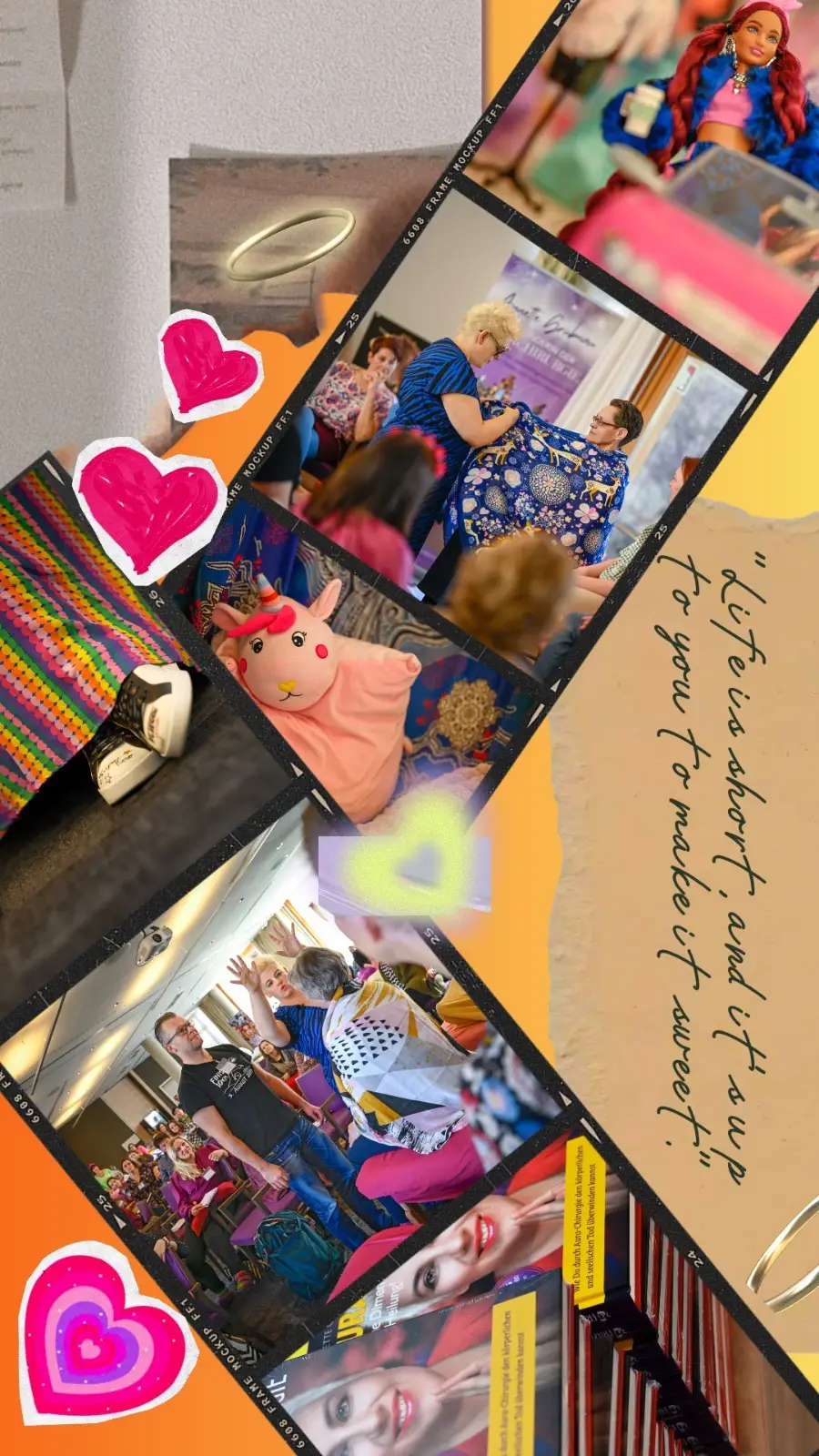 Filmnegative und Fotos von Geführte Körperarbeiten Event mit Herzen und bunten Elementen