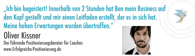 Kundenstimme von Oliver Kissner, Positionierungsberater für Coaches, zur Neuromarketing-Schulung von Benedikt Ahlfeld