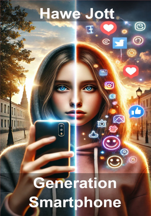 E-Book Cover Generation Smartphone von Hawe Jott mit Frau und Smartphone-Symbolen