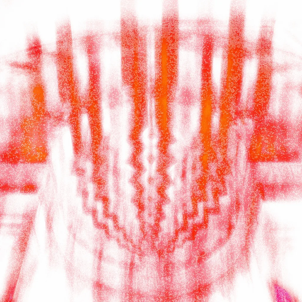 Genius – NLP-Hörbuch für Intuition von Chris Mulzer 2 Abstraktes Hintergrundbild mit roten und orangefarbenen vertikalen Linien und Partikeln auf weißem Grund, symbolisiert geisti